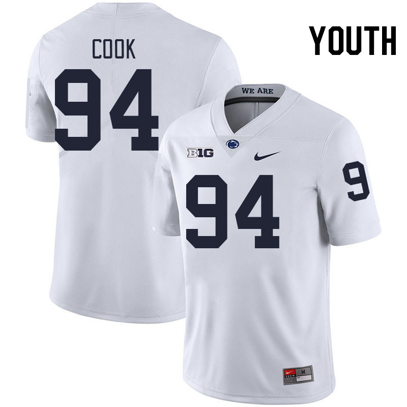 Youth #94 De'Andre Cook Penn State Nittany Lions College Football Jerseys Stitched-White